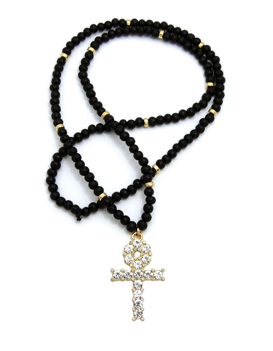 Egyptian Ankh on Pyramid Pendant 6mm 30 Wooden Bead Necklace Egyptian Ankh on Pyramid Pendant 6mm 30 Wooden Bead Necklace
